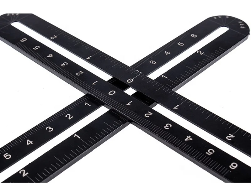 6-Sides Multi Angle Measuring Ruler Protractors Adjustable Floor Tile Hole Locator Woodworking Universal Puncher