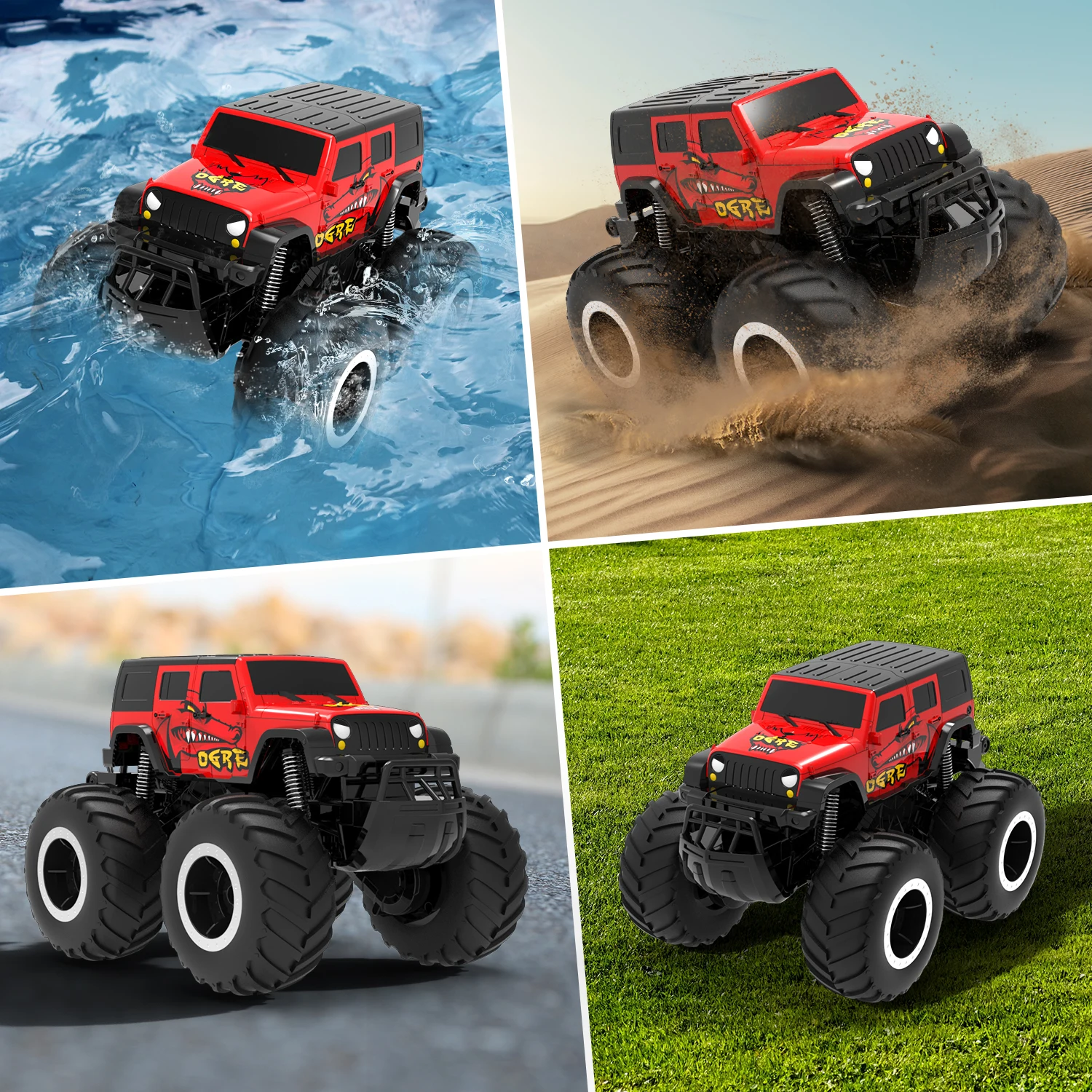 2.4 GHz Amphibious Remote Control Car for Kids, RC Trucks 4x4 Off Road Waterproof - All Terrain Remote Control Truck