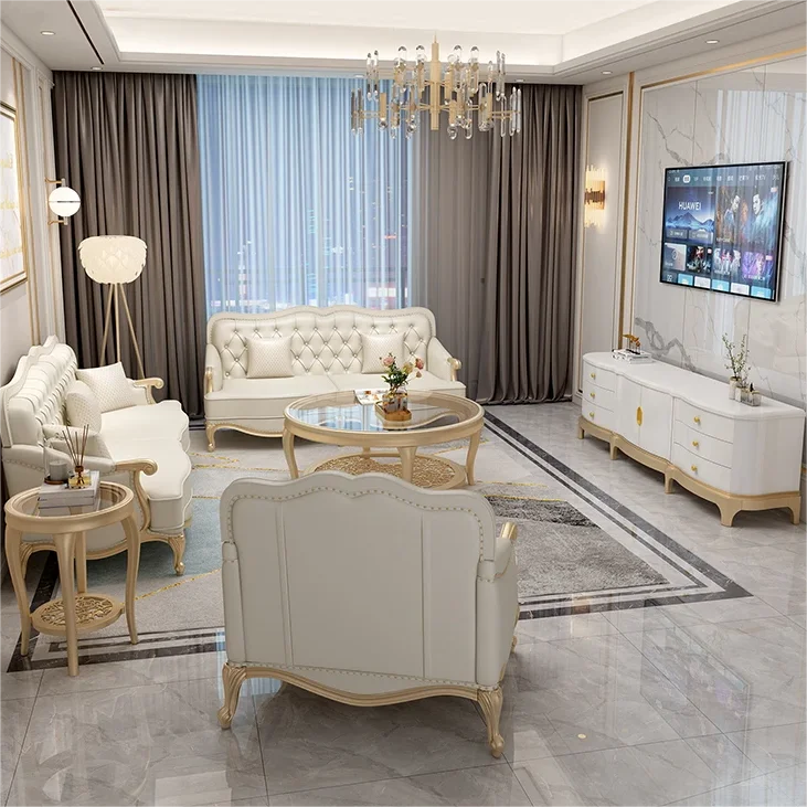 Living Room Sofa Set Large Apartment Sofa Light Luxury Technology Cloth 1+2+3 Seat Leather Sofa Furniture Sets for House