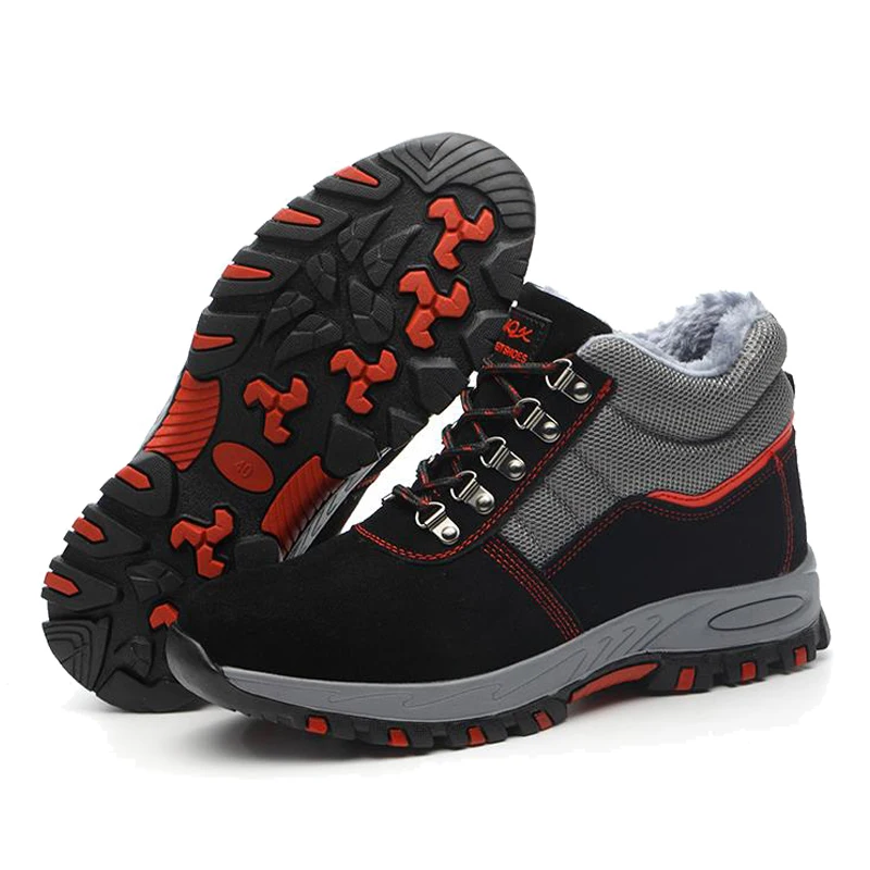 Winter Work Steel Toe shoes for Women Men Boots Warm Plush Cold Protective Non-Slip Anti-Smashing Puncture Shoes