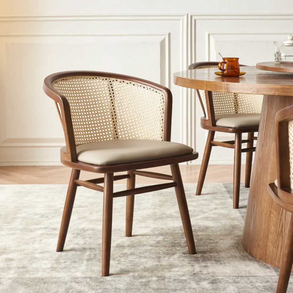 Nordic solid wood round table with rattan dining chairs bjflamingo classic furniture round wood dining table with 6 chairs