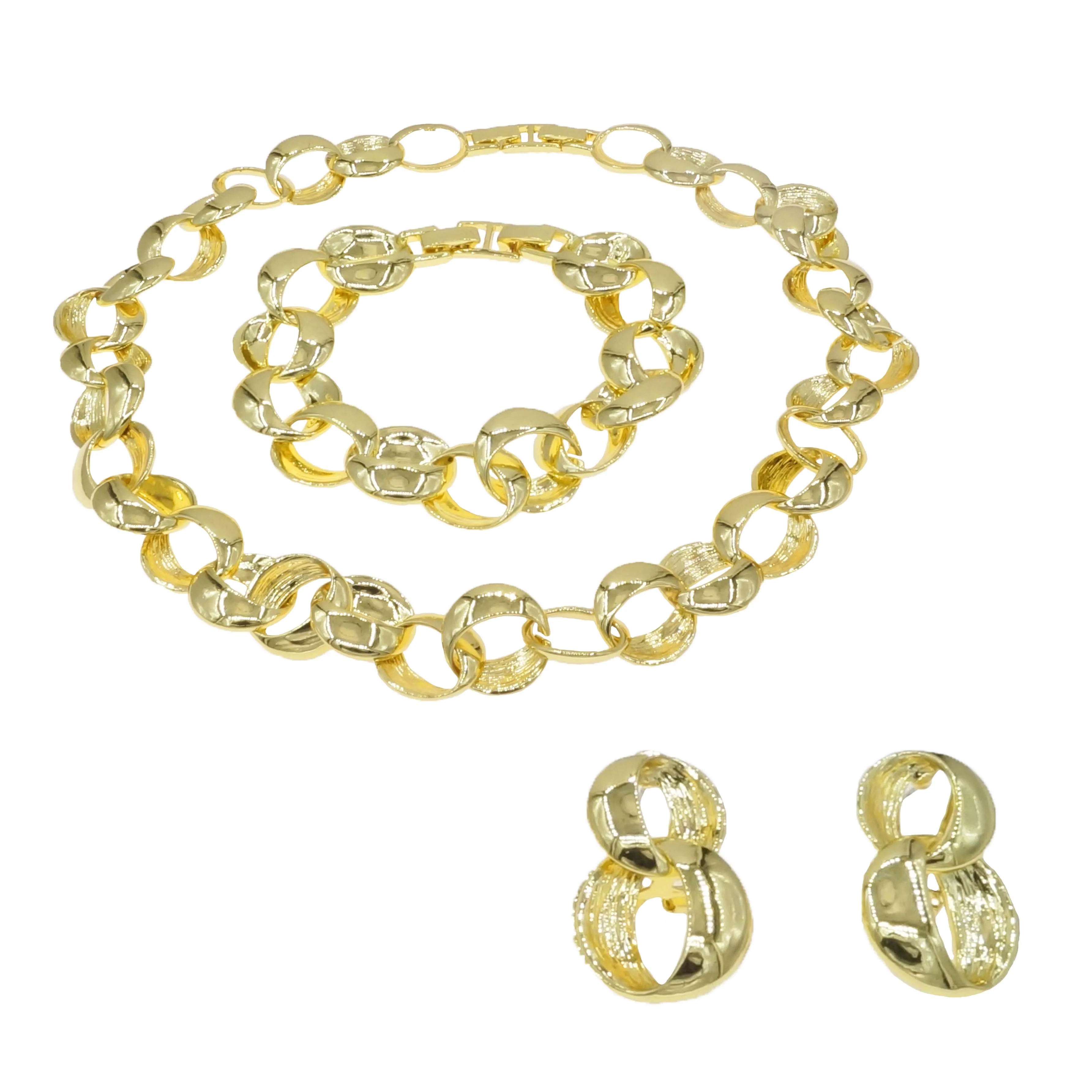 Zhuerrui Hot Selling Gold Jewelry Sets Cheap Plate Necklace Bracelet Jewelry Set Simple Bridal Pendant Accessories HV21093033