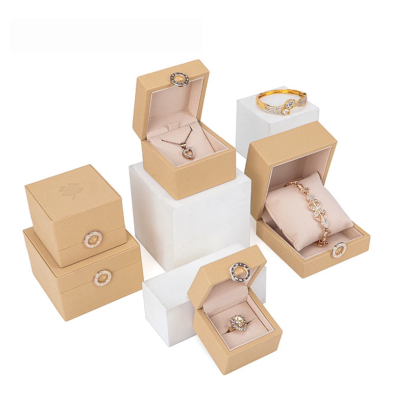 SUNDO Wholesale Custom Logo Leather Jewelry Box Luxury Earring Bracelet Necklace Ring Box Jewelry Packaging Box