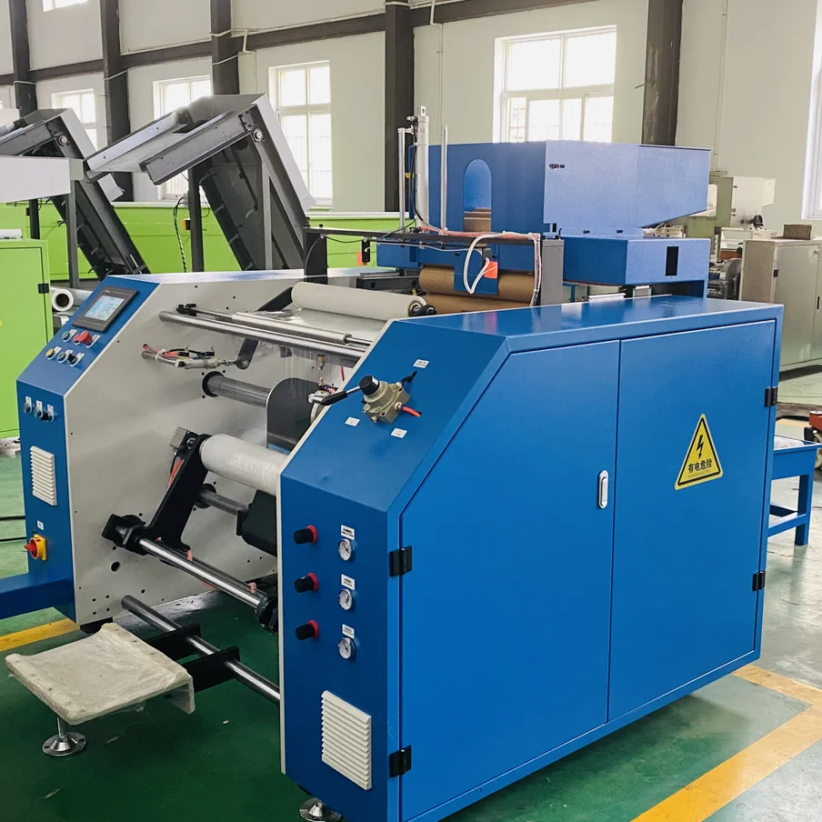 Fully automatic stretch film rewinder plastic film rewinding machine
