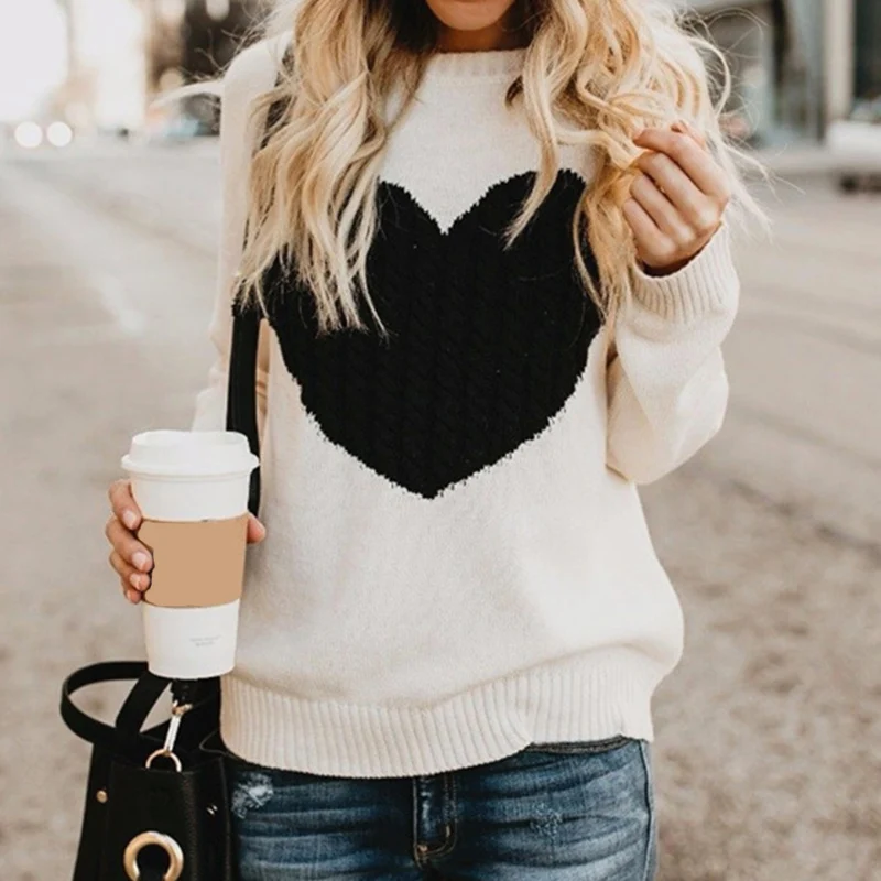 Hot Sale Graphic Sweaters Women Warm Plush Thicken Pullovers Casual Crop Knited Crew Neck Long Sleeve Woman Sweater