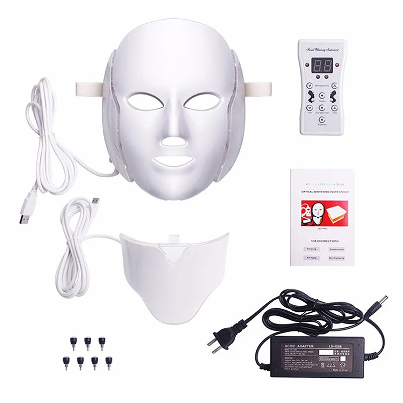 7 Colors Led Facial Mask Led Korean Photon Therapy  Machine Anti Wrinkles And Acne Neck Firming Tool