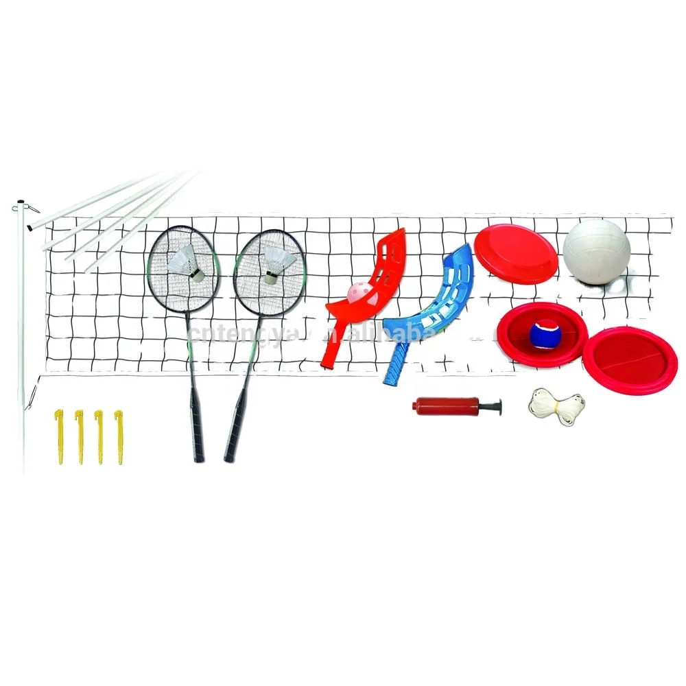 
Family Beach Game Set kids badminton volleyball tennis net kit 