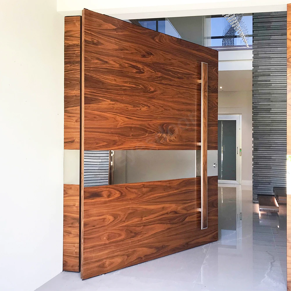 Seeyesdoor Australia Residential Standard Exterior Vertical Design Solid Wooden Front Door Smart Lock with Fingerprint