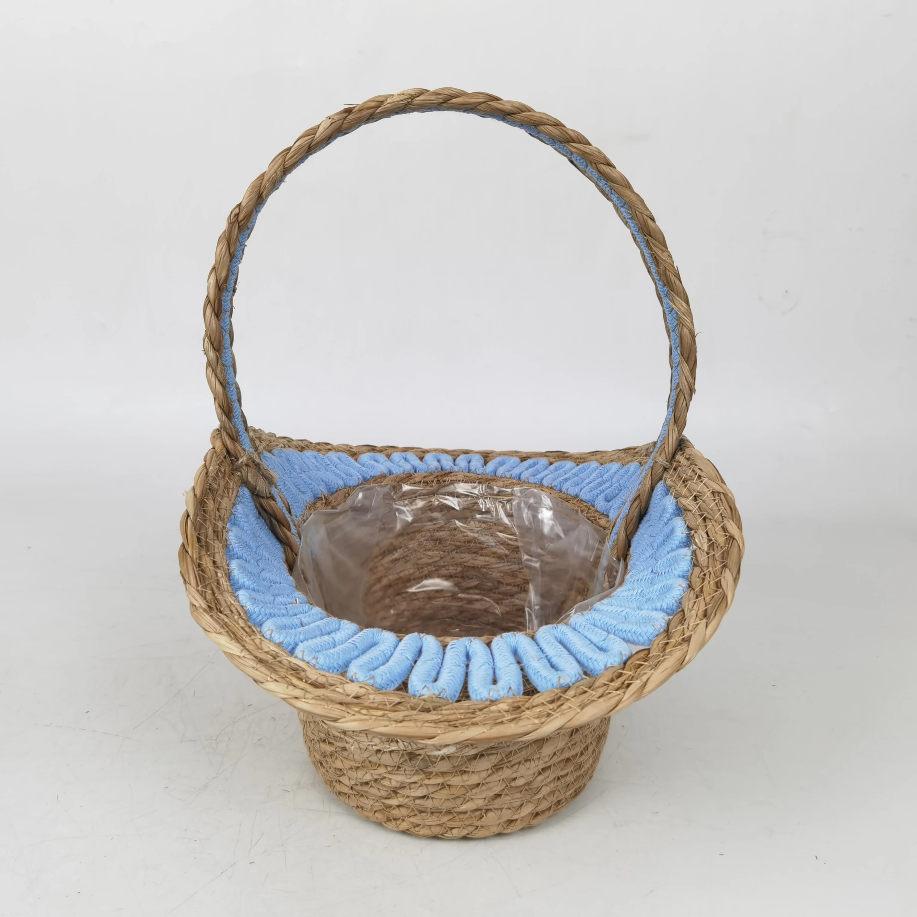 Easter Storage Basket Wedding Flower Handwoven Straw Seagrass Basket with Handle