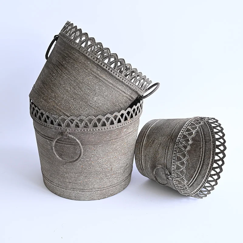 Custom Coated Metal Flower Pot Vintage Design Bucket from China for Indoor Garden and Planting in Hotels