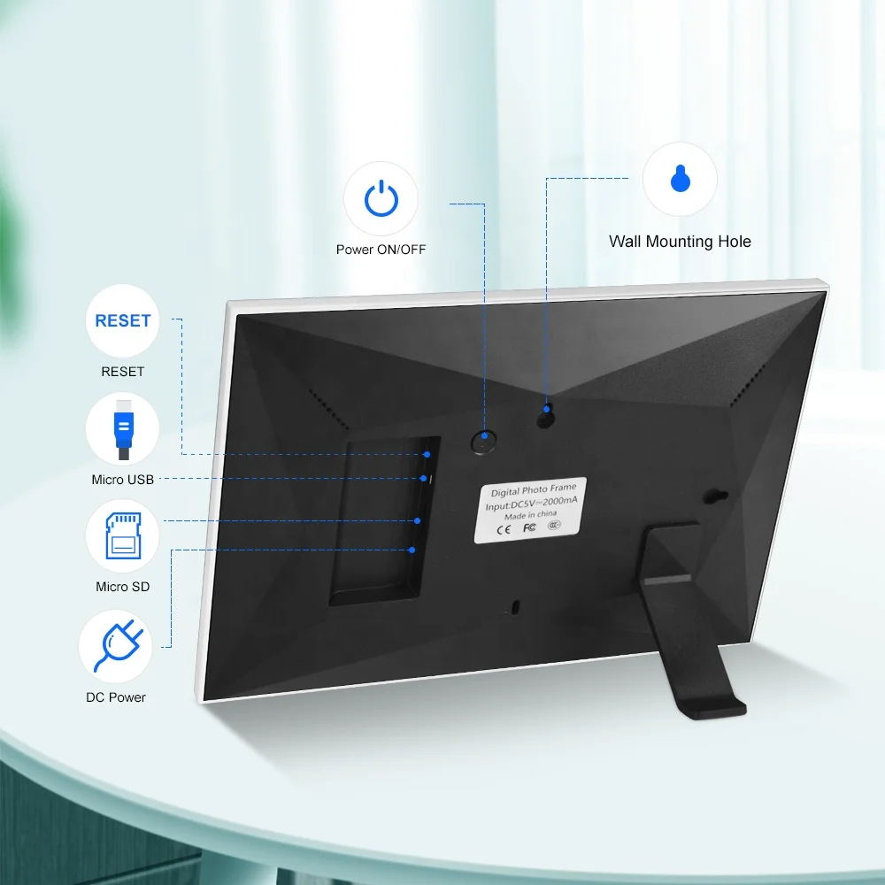 Hd ips wifi frameo app 10 inch lcd digital picture frame