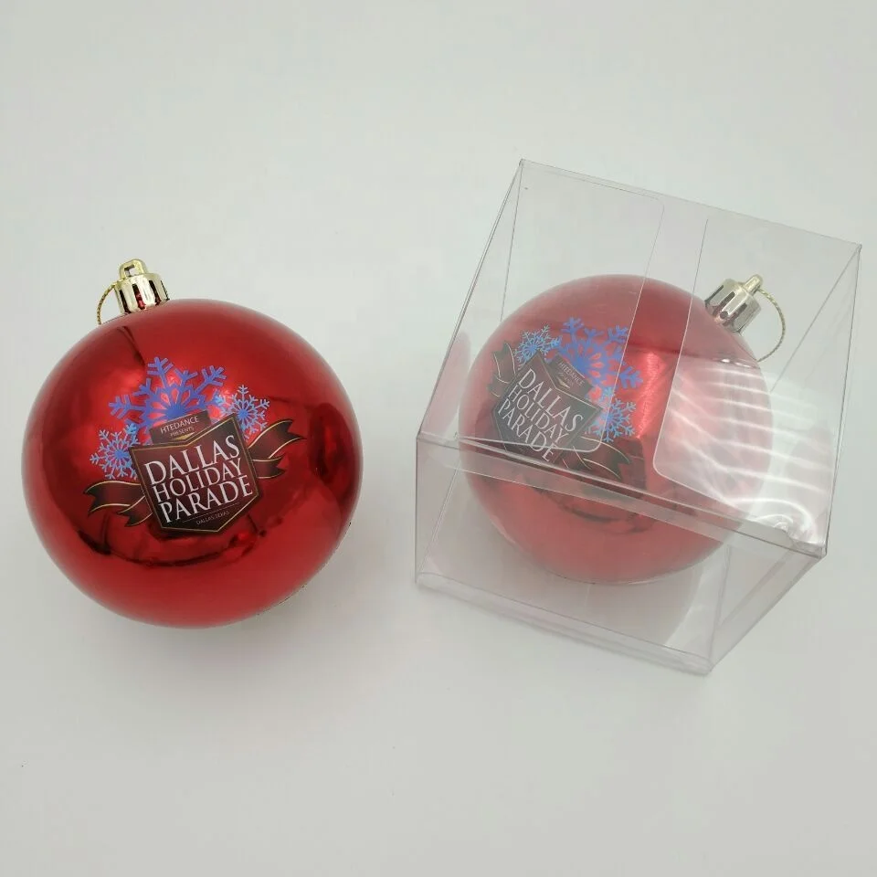 8cm custom plastic christmas ball ornament with full color printing