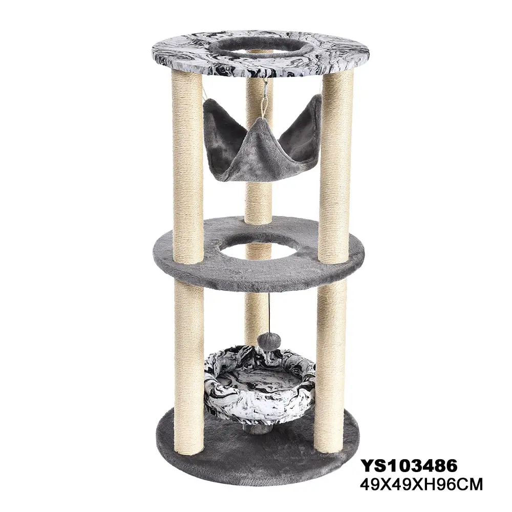 Multi-Level Cat Scratching Furniture Short Plush Cover Cat Climbing Tree