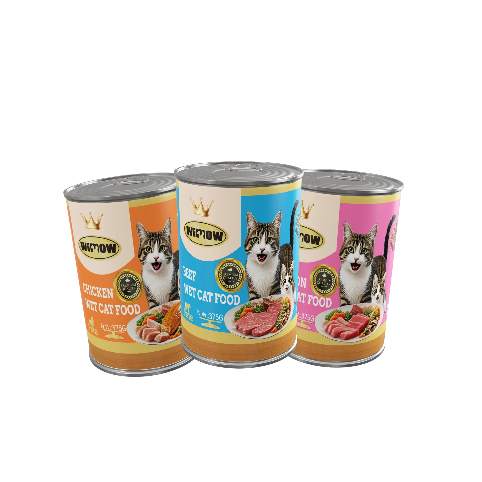 Wimow Pet Cat консервированный куриный аромат тунца со вкусом лосося OEM/OBM 375 г Бестселлер