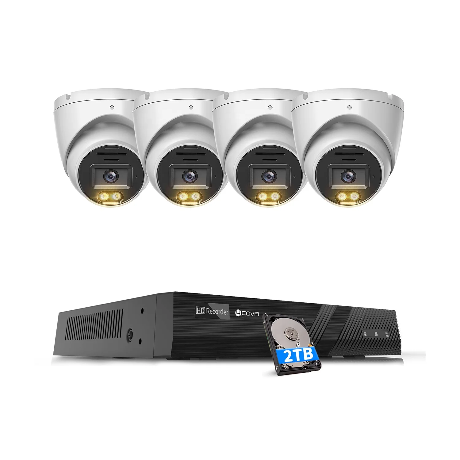 8 Channel NVR 2TB 4X 8MP Smart dual light two way audio talk AI Person Detection cctv full color night vision 4k camera system