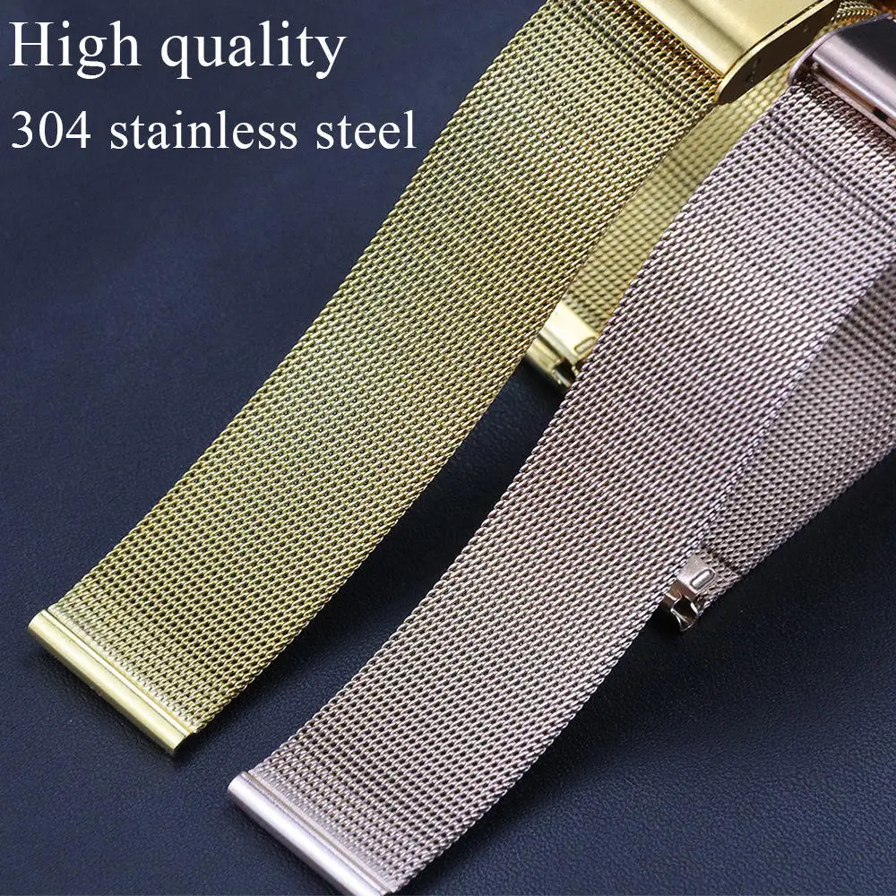 Custom Logo Simple Wristwatch Casual Men and Women Watch Gift Mesh Stainless Steel Band Unisex Thin Minimalist Watch