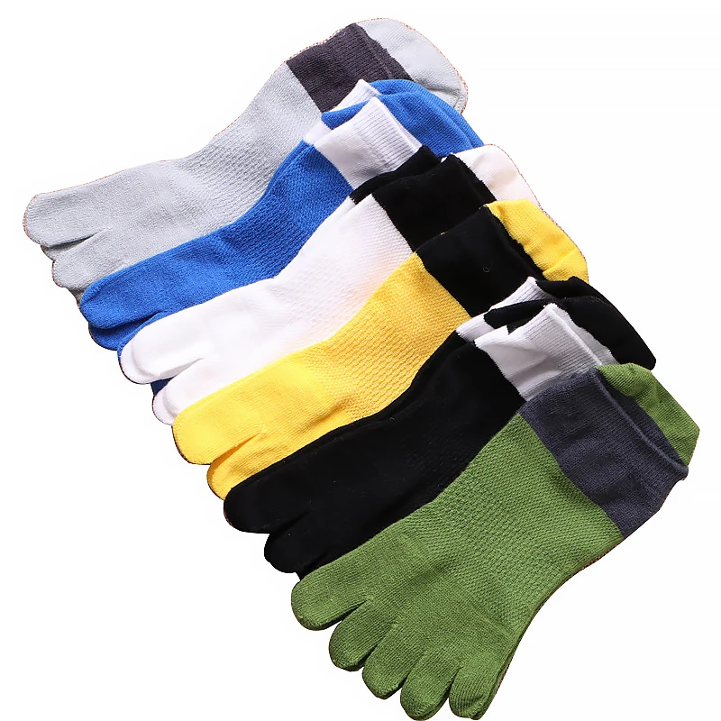 Custom Men Summer Mesh Breathable Casual Cotton Five Finger Ankle Athletic Toe Socks