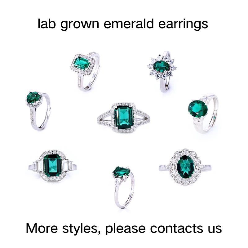 starsgem sterling silver rings 6.5mm round shape lab grown emerald silver plated engagement rings