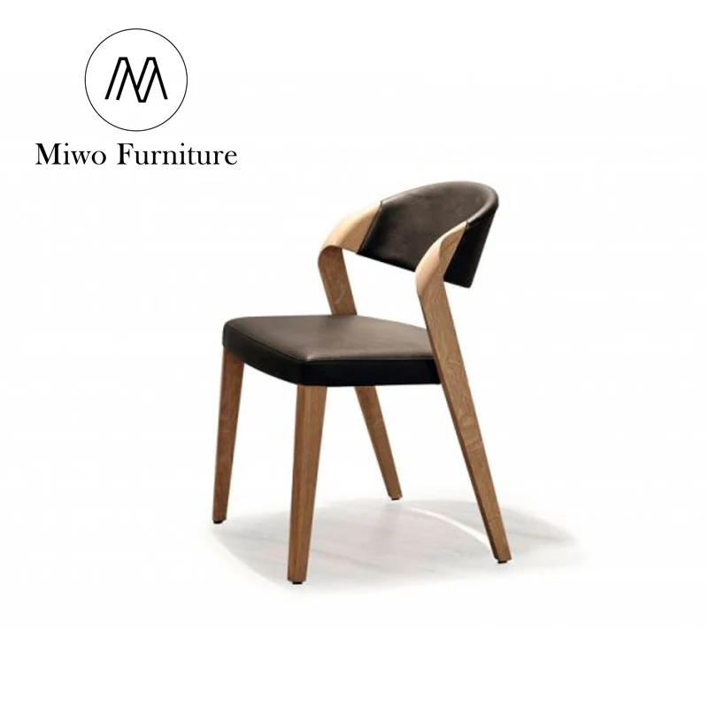 Modern hotel antique solid wood stackable dinning chair drawing room leather upholstered dining chair cafe restaurant armchair
