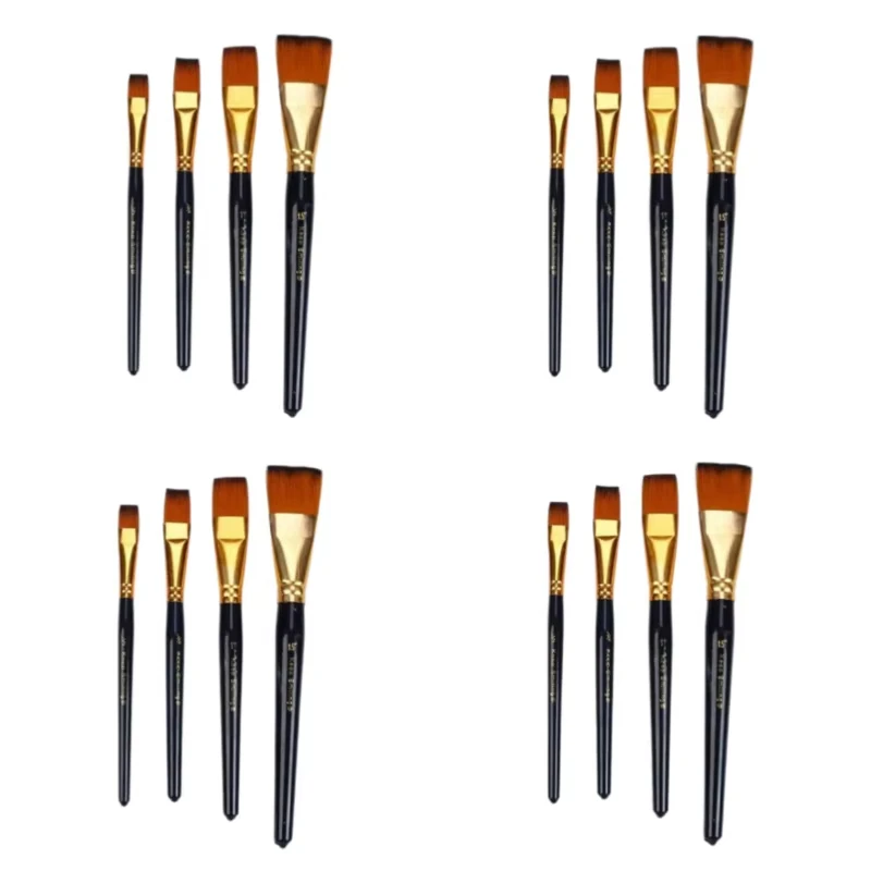 Keep Smiling 4pcs Flat Shape Painting Acrylic Watercolor Gouache Art Paint Brushes Set