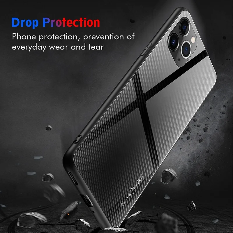 
Bumper gradient texture 9h tempered glass phone case for iphone 11 pro max 