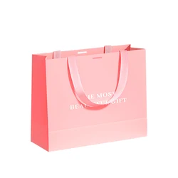 Luxury Ribbon Handle Boutique Shopping Packaging Black Paper Bags With Your Own Logo