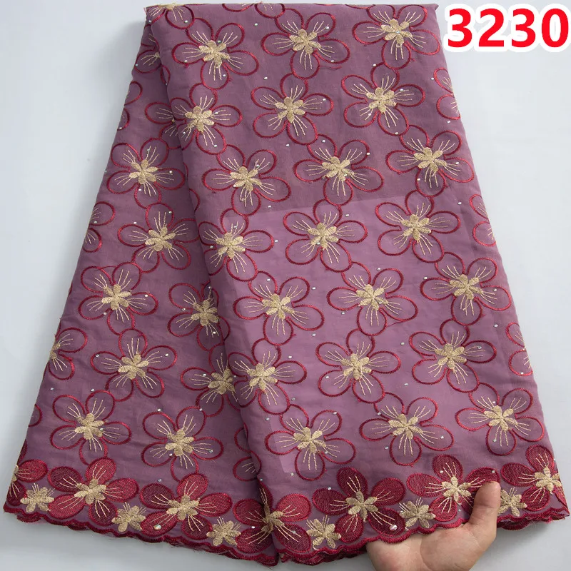 African Lace Fabric High Quality 2023 Newest Nigeria Cotton Lace Fabric with Stones for Sew Wedding Party Dresses 3230