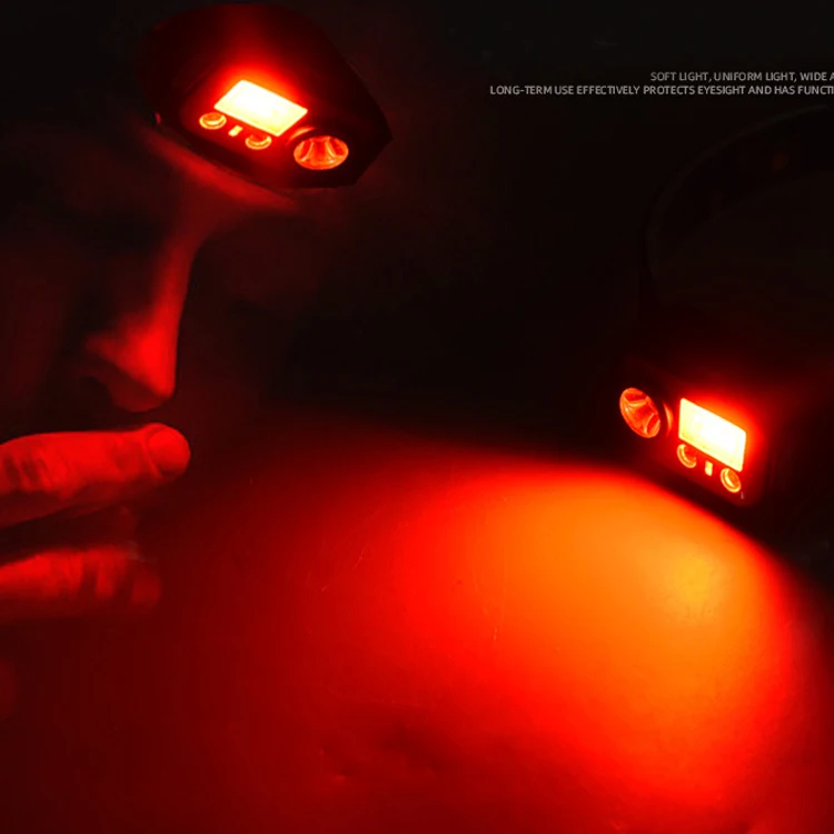 XPE+COB Super bright Led rechargeable Induction head torch headlamp headlight with red light