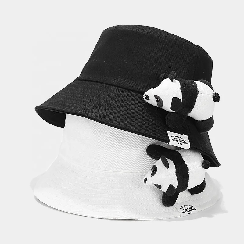 Wholesale Newest Design Panda Doll Cute Fashion Outdoor Travel 6 Colors Foldable Cotton Bucket Hat Original