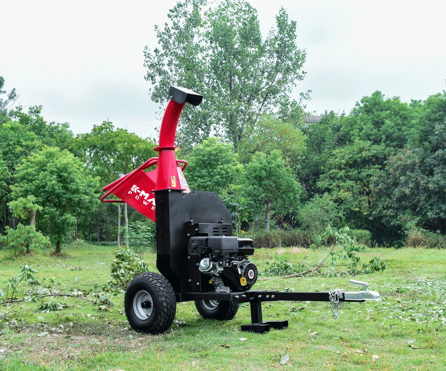 TUV CE Approved High Efficiency 15HP Four Stroke Fuel Saving Electric Start Mobile ATV Drum Wood Chipper Shredder