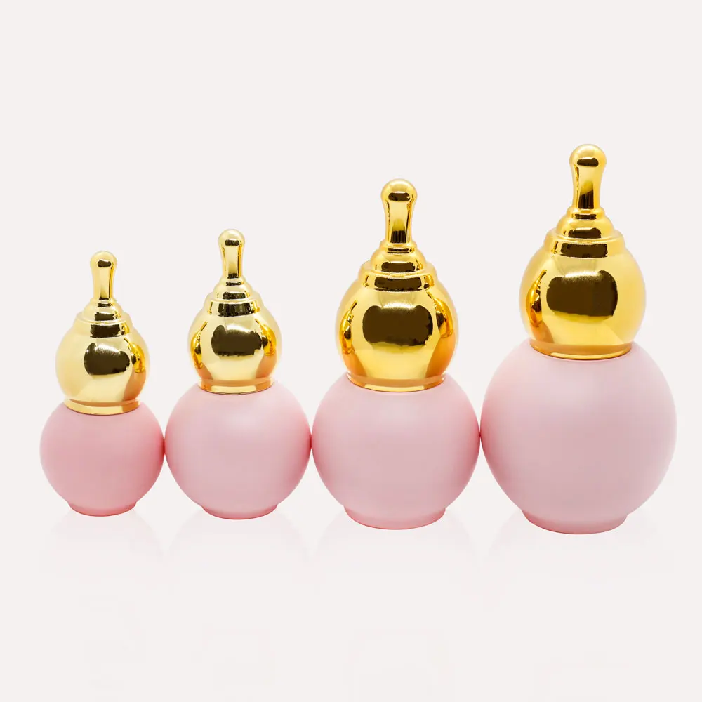 OEM 5ml 10ml 15ml 30ml 50ml round Gourd shape glass essential oil bottle amber blue frosted custom color spray dropper bottle