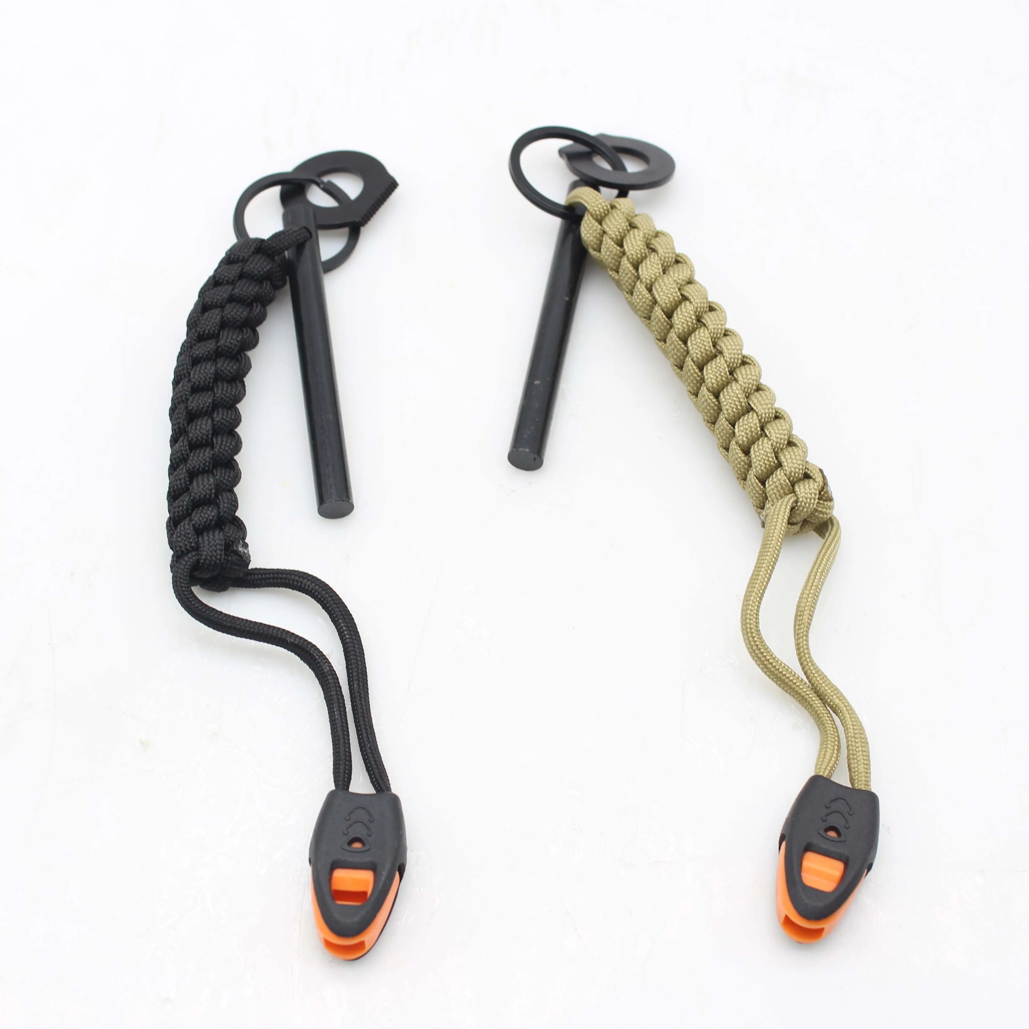 Ferro Rod Flint and Steel Fire Starter Kit with Multi Tool Striker Paracord keychain for Camping