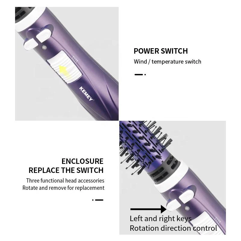 Temperature Adjustment Electric Blow Dryer Kemey Km-813 Fast Heating Curling And Straightening Dual-Purpose Hair Dryer Comb