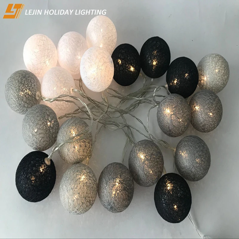 colorful  christmas cotton ball LED string lights for tree decoration