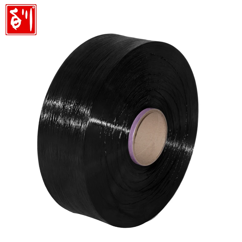 Baichuan 100% polyester FDY yarn black color recycled polyester yarn dyed