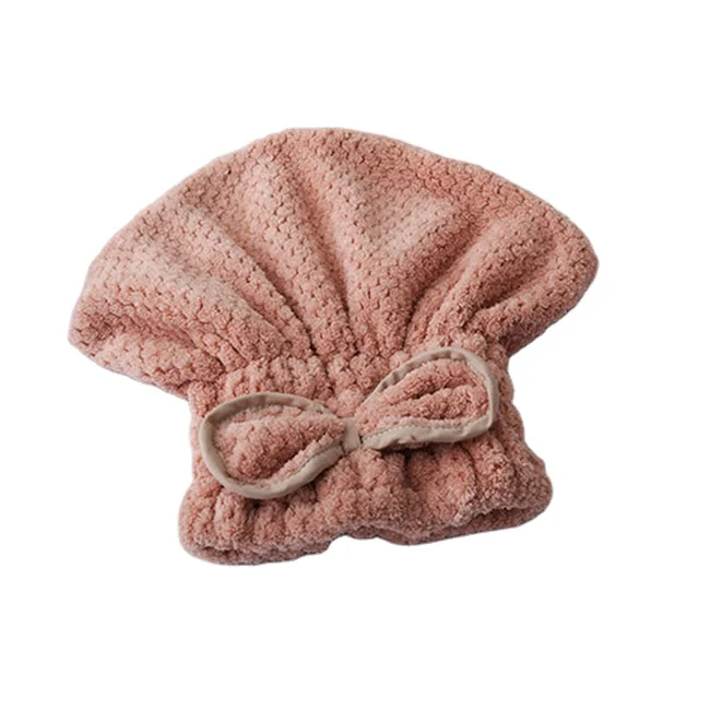 Reusable elastic microfiber bowknot magic wrap hat for hair  fast drying hair Cap for women
