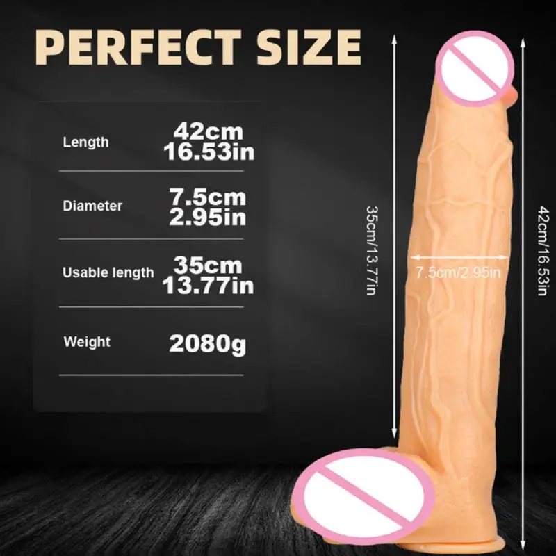 Realistic 16.53 Inch Supper Huge Thick Black Dildo Wholesale Realistic Long Giant Big Large Dildos for Women