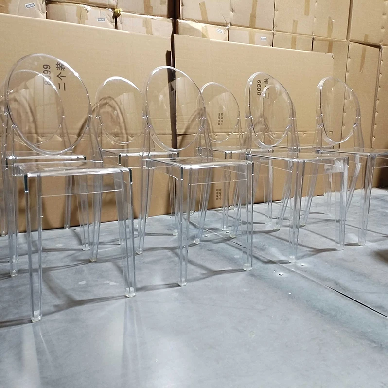 Nordic Wholesale Modern Round Back Polypropylene Acrylic Plastic Transparent Dining Chairs