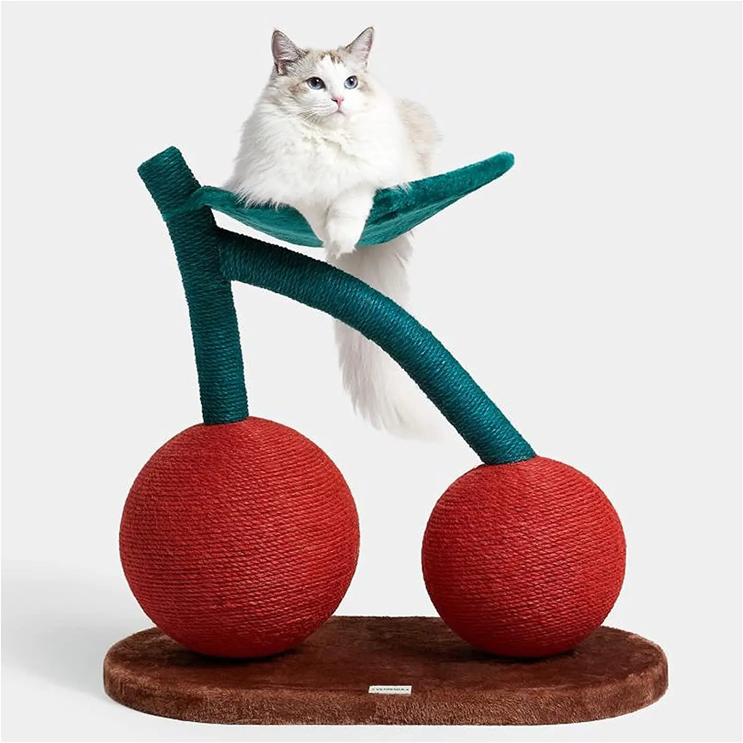 Large Cherry Cat Scratching Post with Hammock Bed, Natural Sisal Rope Scratcher for Cat and Kitten Home Decor