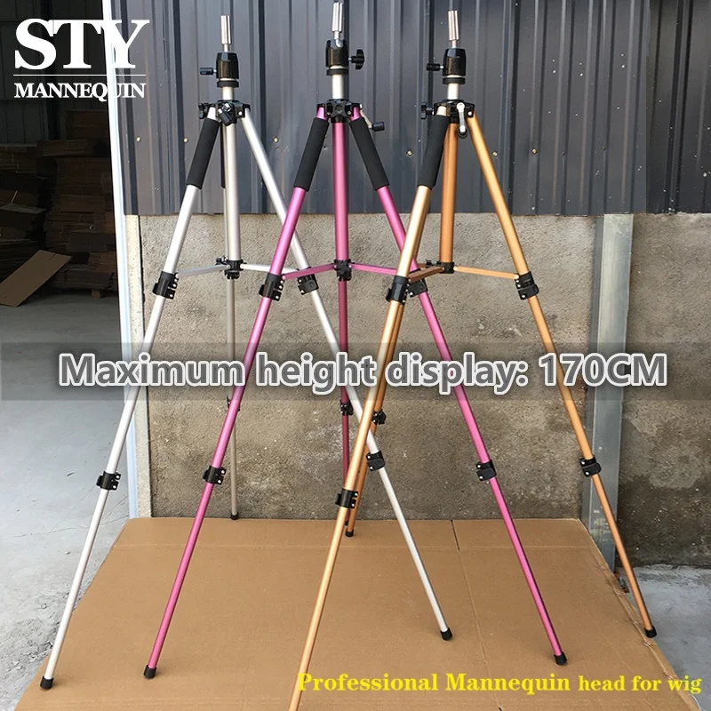 high quality Adjustable Wig Stand Factory wholesale Metal Mannequin Head Stand Tripod For Hairdressing Tripod Salon Wig Stand