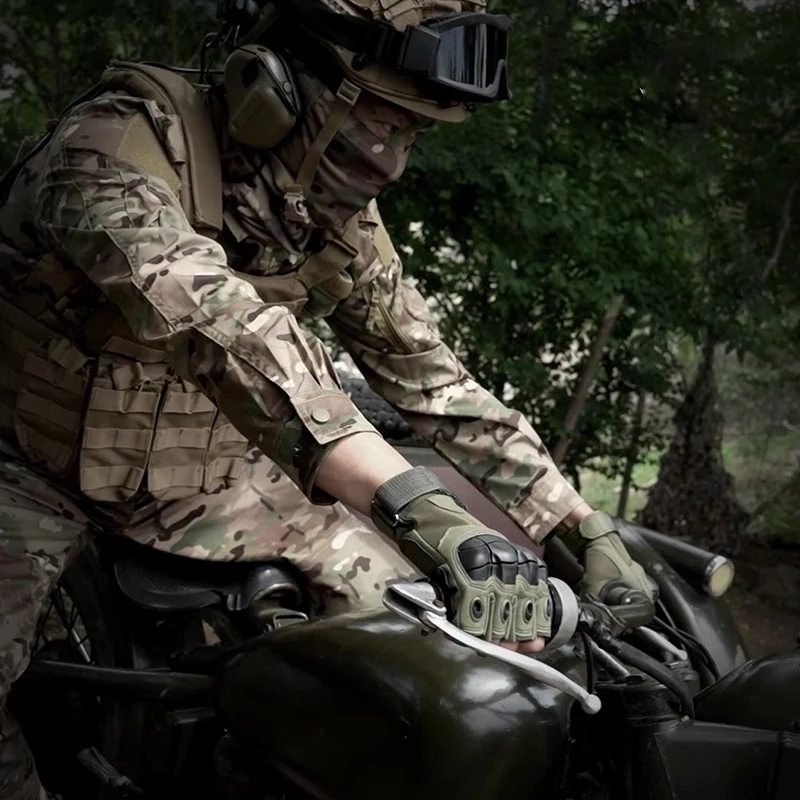 Wholesale Fingerless Motorcycle Riding Gloves Crash Resistant Safety Tactical Gloves Rescue Out Door Training Climbing Gloves