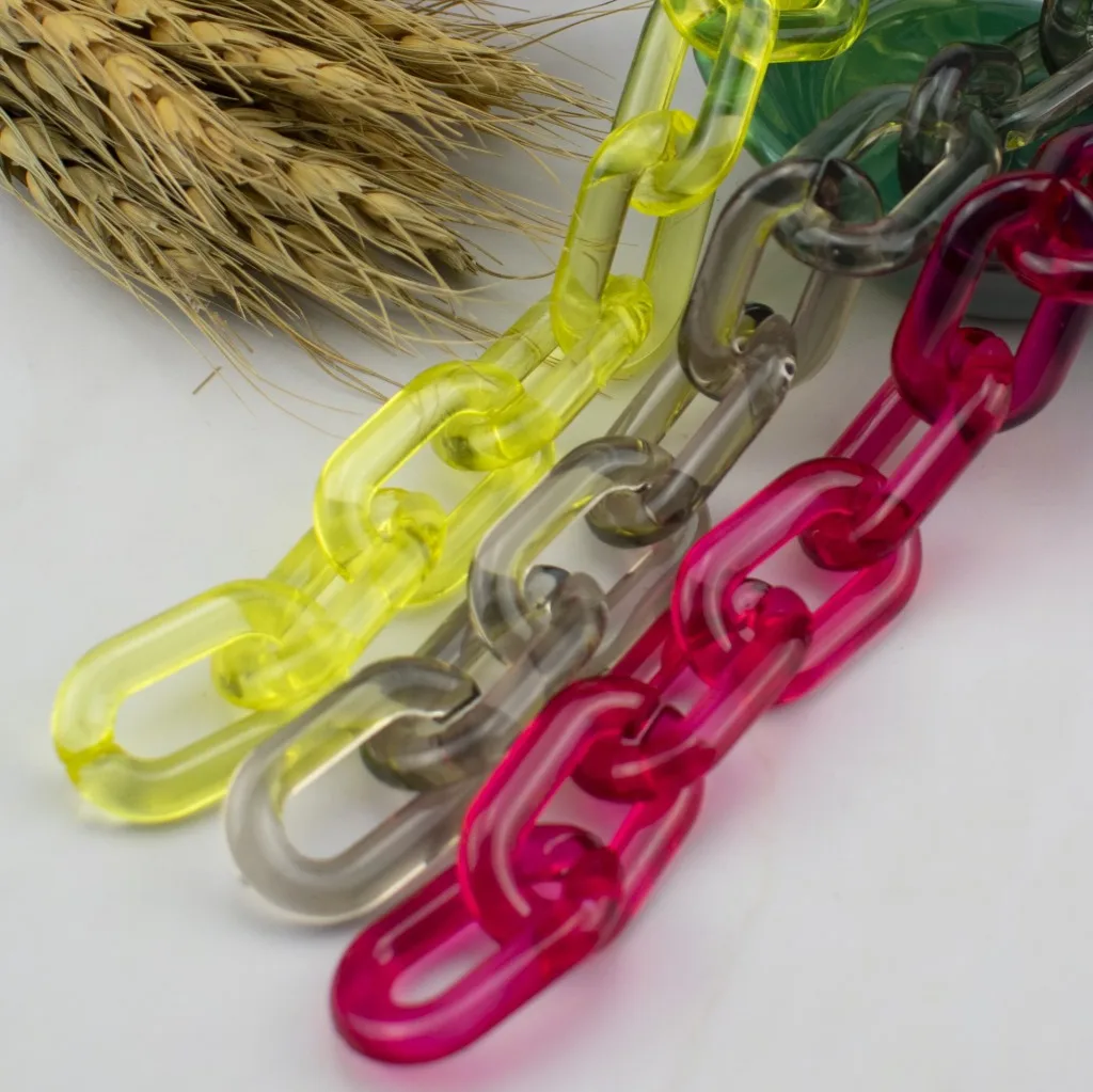 20x31mm new arrival transparent acrylic link chain colorful plastic chain for handbags crystal color