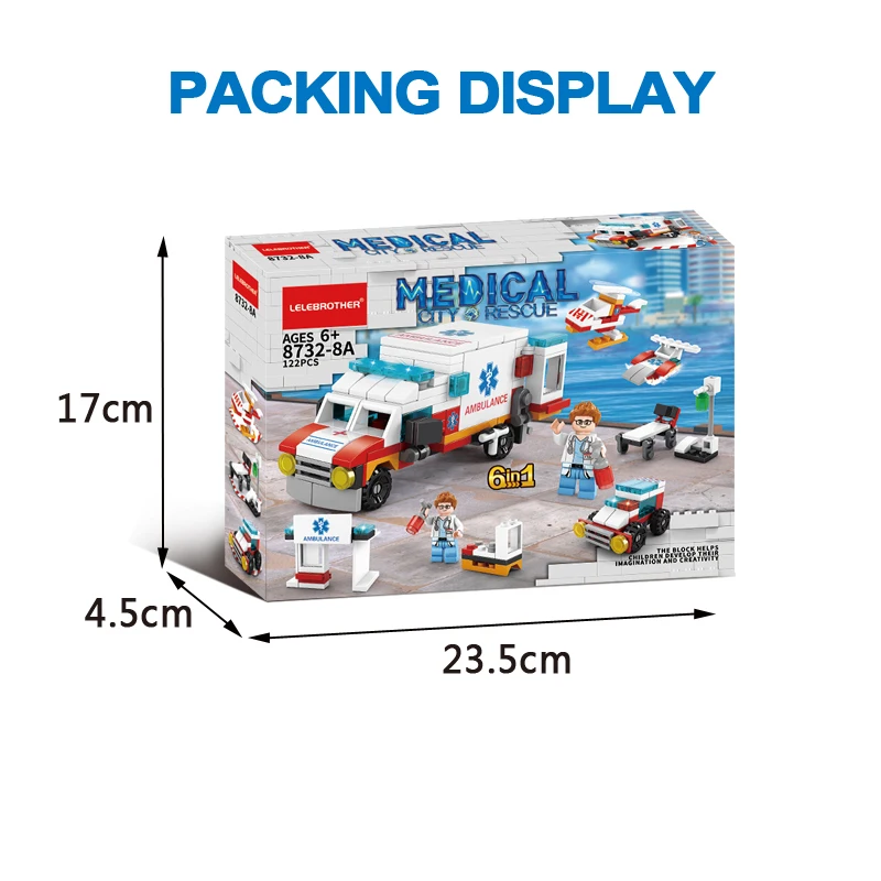 Lele Brother Promotional City Rescue Ambulance Kids Educational Building Block Toys for Girl