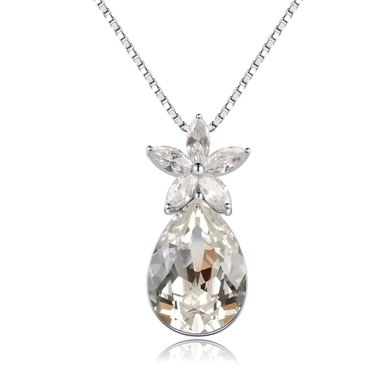 Cute Pineapple Shape Crystal Pendant 925 Sterling Silver Necklace