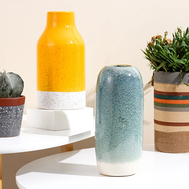 Europe Christmas style tabletop decoration handmade colorful ceramic plant decor flower vase for wedding