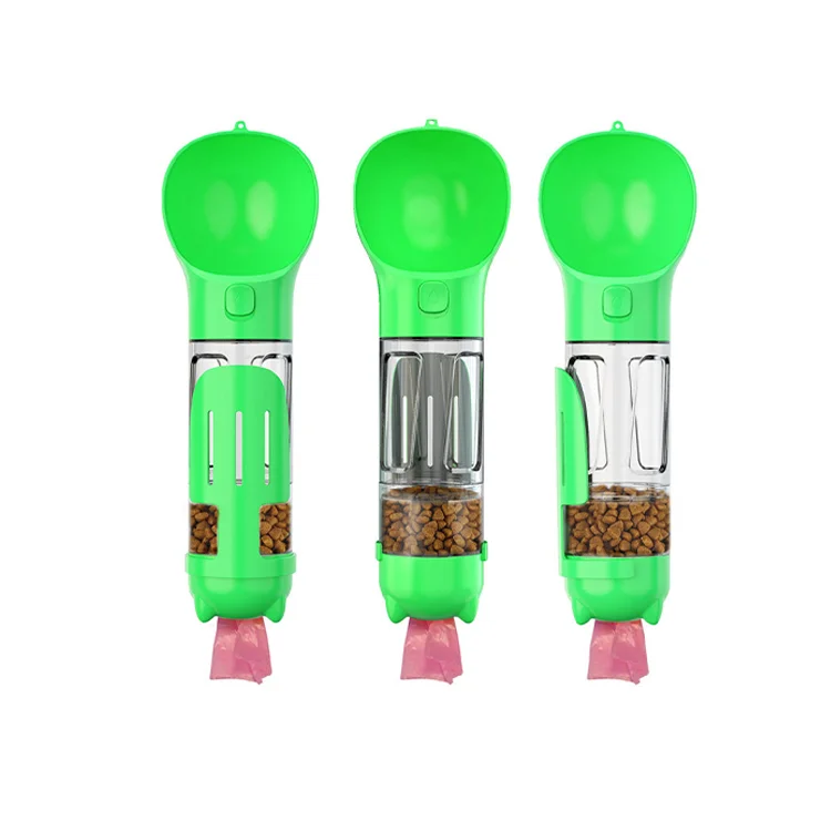 
4 in 1 plastic pet bottle 500ml portable outdoor food storage water pet bottle with scoop and dispenser 