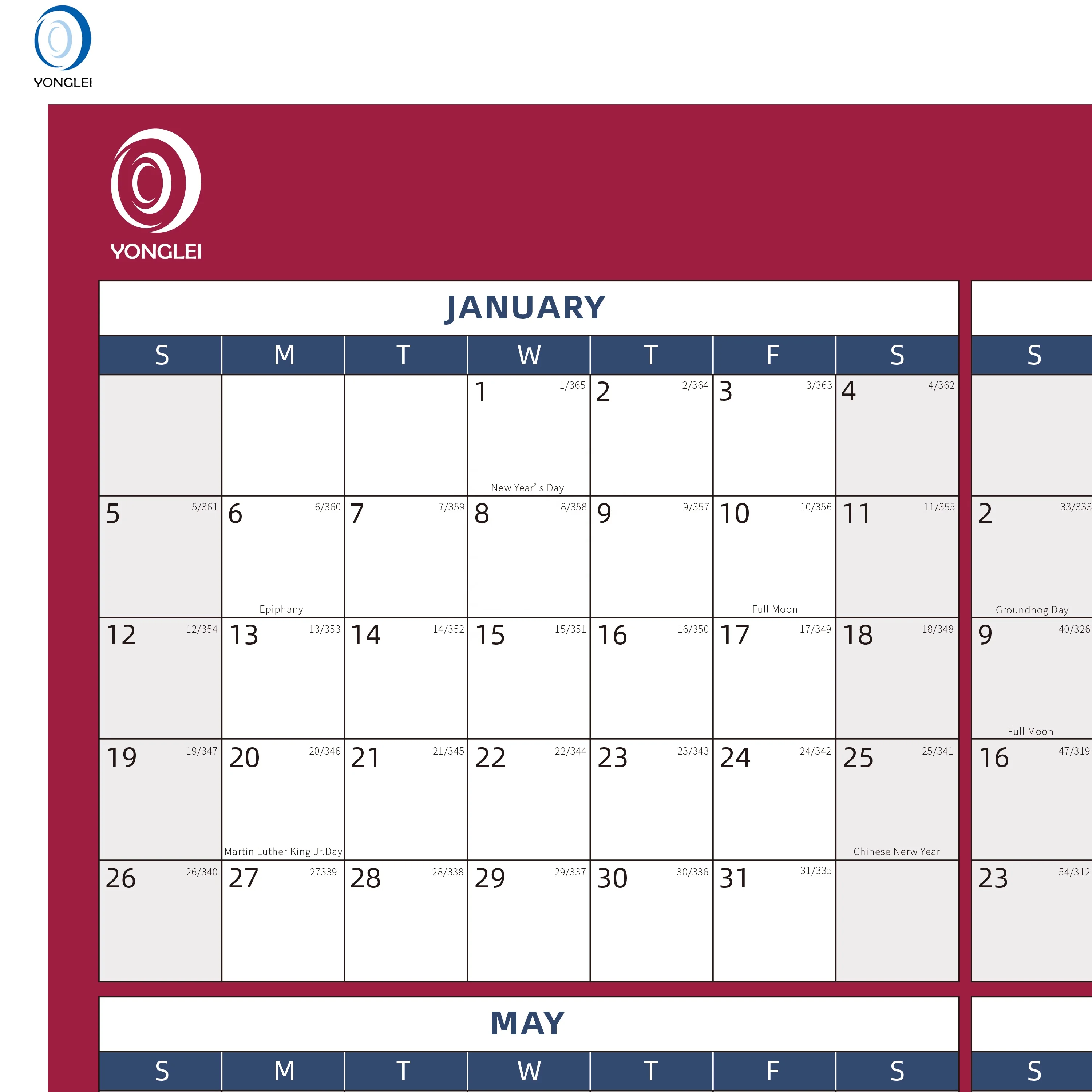 
026-2A2 Double sided erasable ecofriendly calendar 2020 wall calendar printing perpetual calendar 