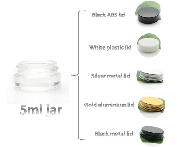  5g Clear Glass Lip Balm Jars Pot with Aluminum Lid 5ML wide mouth cosmetic Sample Storage container For eyeshadows