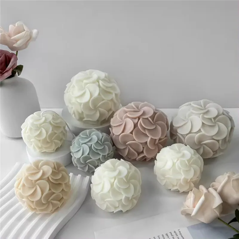 Y377 Handmade Flower Ball Scented Candle Silicone Mold