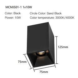 MR.XRZ Surface Mounted LED Downlight 10W 20W Square Ceiling Lamps Anti-glare LED Spotlights For Indoor Lighting